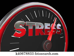 Stress Level Rising Speedometer Gauge Word 3d Illustration