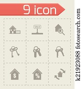 Vector black real estate icons set