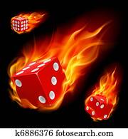 zahlenwürfel, in, feuer zahlenwürfel, in, feuer