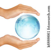 手, 保護, 一半, 地球全球