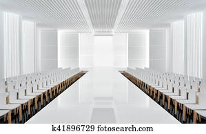 3D illustration of fashion empty runway with spot light. before a fashion show 3D illustration of fashion empty runway with spot light. before a fashion show