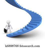 3D man ready to go up stairs 3D man ready to go up stairs