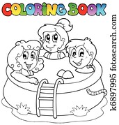 Summer activities for kids coloring Clipart | k21311001 | Fotosearch