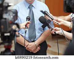 reunião negócio, conferência, jornalismo, microfones