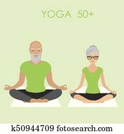 Senior Citizen Couple Relaxing in yoga pose