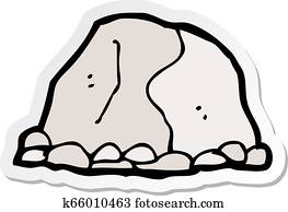 Sticker of a cartoon large rock Clipart | k65918861 | Fotosearch