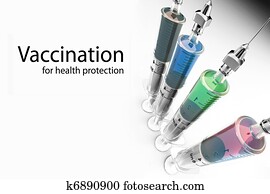 Vaccination. Syringes with vaccine and space for text Vaccination. Syringes with vaccine and space for text