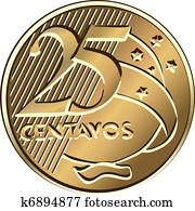Vector Brazilian centavo coin twenty-five