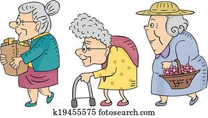Walking Senior Women Walking Senior Women