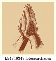 גראנג, פוסטר, עם, העבר, צייר, להתפלל ידיים