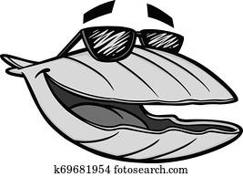 צדפה, עם, משקפי שמש, דוגמה