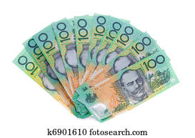 australisch, 100 dollarnotiz, rechnungen, geld