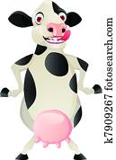 engraçado, vaca, caricatura