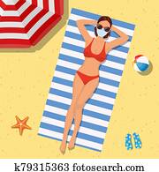 Girl on the beach with a bikini. Summer time Girl on the beach with a bikini. Summer time