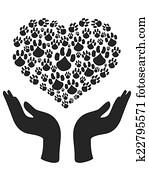 hands hold Heart Paw symbol