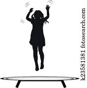 jauna sieviete, jumping, trampoline