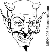 Monochrome devil face