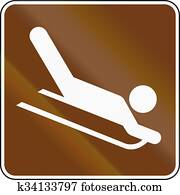 United States MUTCD guide road sign - Sledding United States MUTCD guide road sign - Sledding