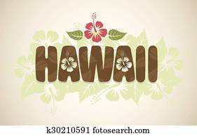 Vector Hawaii word with hibiscus Vector Hawaii word with hibiscus