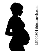 צללית, של, אישה בהריון, (vector)