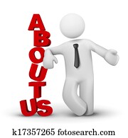 3d business man presenting concept of about us 3d business man presenting concept of about us