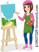 artista, quadro, parque