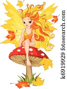 Autumn Fairy on the Mushroom Autumn Fairy on the Mushroom