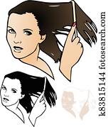 Beautiful woman combing out her wet hair Beautiful woman combing out her wet hair