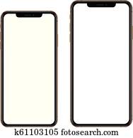 Brand new realistic mobile phone smartphone set Brand new realistic mobile phone smartphone set