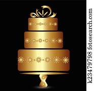 Cake in gold logo design Cake in gold logo design