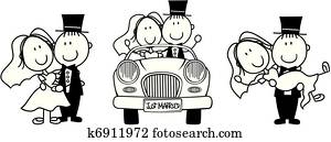 casório, caricatura, convite