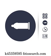 Condom safe sex sign icon. Safe love symbol.