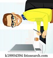 Hipster Graphic Designer Man Working