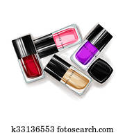 Illustration of nail polish bottles Illustration of nail polish bottles