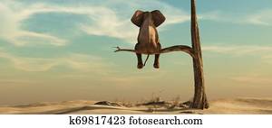 Lonely elephant on tree Lonely elephant on tree