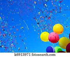 multicolored balloons and confetti multicolored balloons and confetti