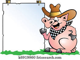 Pig Chef in front of a sign