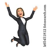 3d business woman jumping for joy 3d business woman jumping for joy