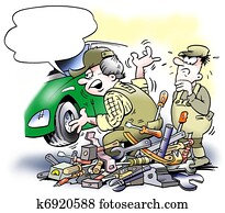 Auto mechanic changing a car engine Auto mechanic changing a car engine