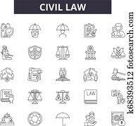 Civil law line icons, signs set, vector. Civil law outline concept, illustration: lawyer, business, law, judge, criminal, civil, court, line Civil law line icons, signs set, vector. Civil law outline concept, illustration: lawyer, business, law, judge, criminal, civil, court, line