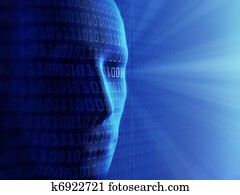 conceitual, background-, inteligência artificial, /, humanos, e, cyber-business, (detailed, com, millions, de, pequeno, binário, code)