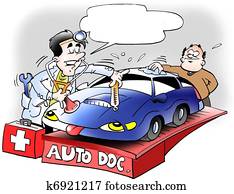 Doctor looking at the car Doctor looking at the car