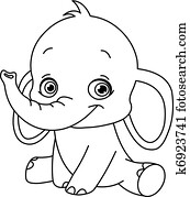 esboçado, elefante bebê