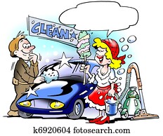 Lady cleaning up the Car Lady cleaning up the Car