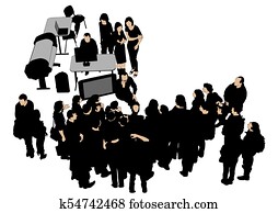 mensen in, bureau, zes