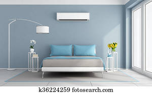 Modern bedroom with air conditioner Modern bedroom with air conditioner