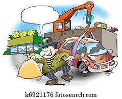 The car being scrapped for money 