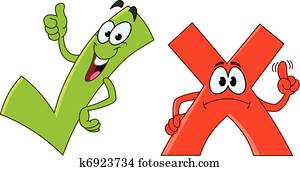 Tick and cross cartoon Tick and cross cartoon