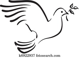 Vector white dove with branch Vector white dove with branch