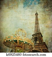 Vintage image of Eiffel tower, Paris, France Vintage image of Eiffel tower, Paris, France